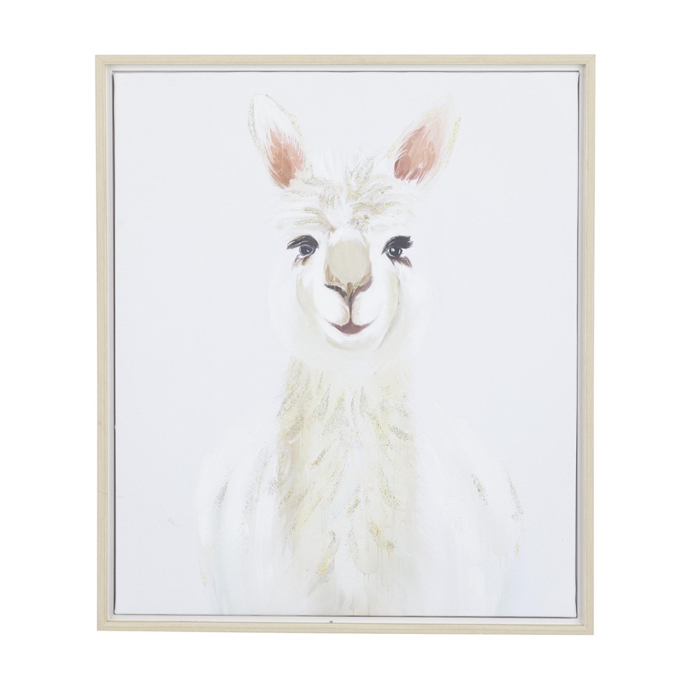 CosmoLiving Framed Llama Canvas Wall Art 24x28 French Country Decor‎ New